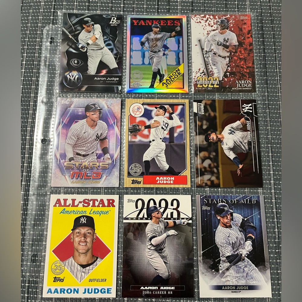 ⚾️ Aaron Judge New York Yankees MLB Baseball Trading Cards, Lot of 9 - Lot 1